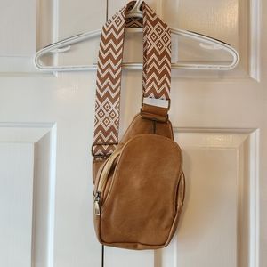 Mini Minimalist Sling Bag. Chestnut Brown.